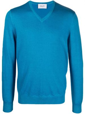 Volneni pulover z okroglim izrezom D4.0 modra
