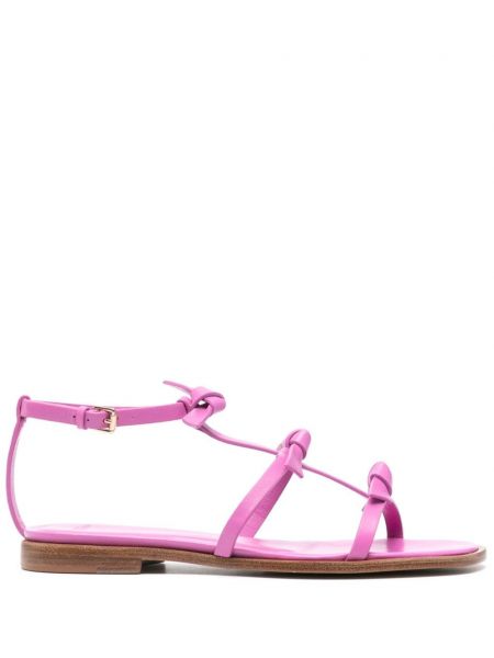 Slim fit kožené sandály bez podpatku Alexandre Birman růžové