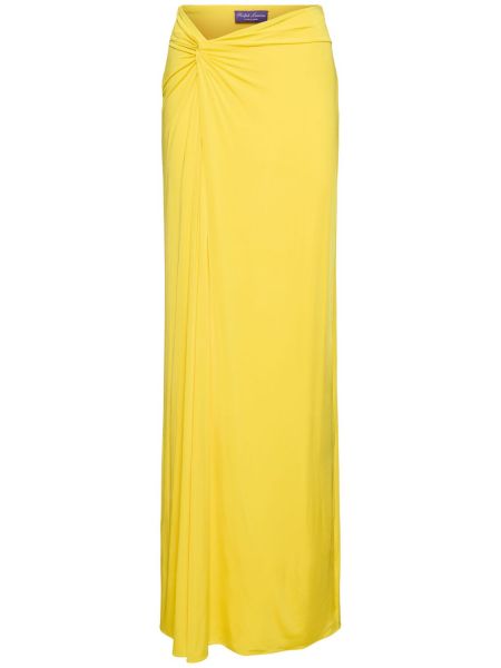 Žluté saténové dlouhá sukně Ralph Lauren Collection