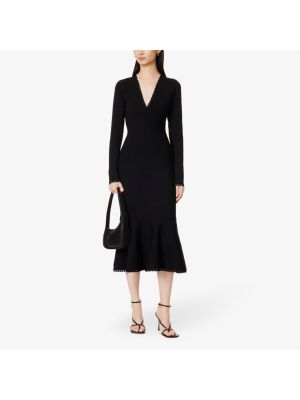 Платье миди с v-образным вырезом Victoria Beckham черное