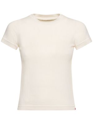 Koszulka z kaszmiru bawełniana Extreme Cashmere biała