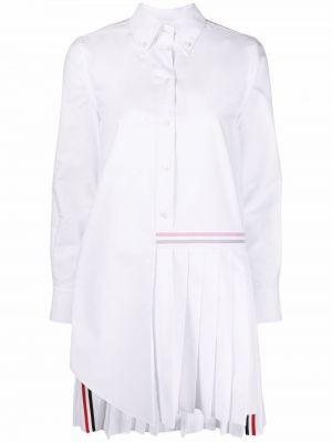 Bílé plisované pruhované šaty Thom Browne