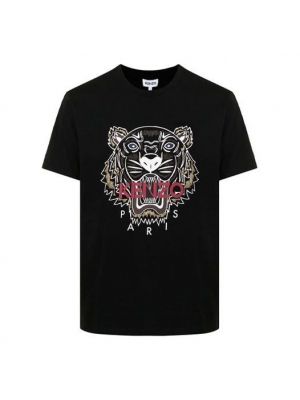 Тигровая футболка с коротким рукавом с круглым вырезом Kenzo черная