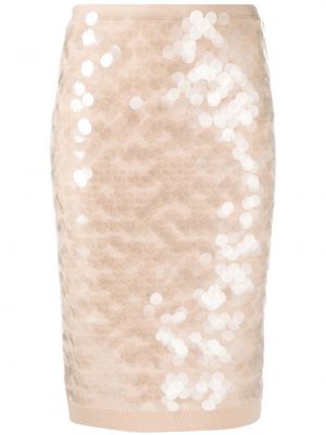 Vlněné přiléhavé midi sukně s flitry Nº21 - růžová