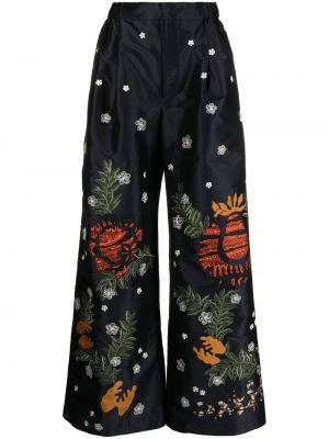 Pantaloni cu model floral cu imagine cu croială lejeră Biyan