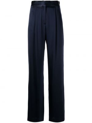 Relaxed копринени сатенени панталон Michelle Mason синьо