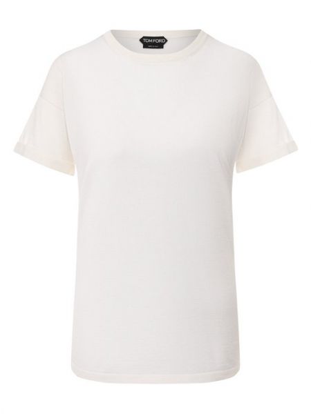 Кашемировая шелковая футболка Tom Ford белая