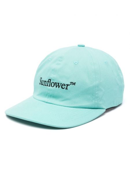 Medvilninis siuvinėtas kepurė su snapeliu Sunflower žalia