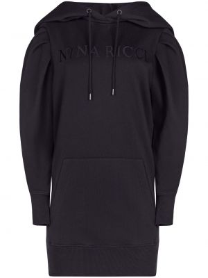 Šaty s výšivkou s kapucí Nina Ricci černé
