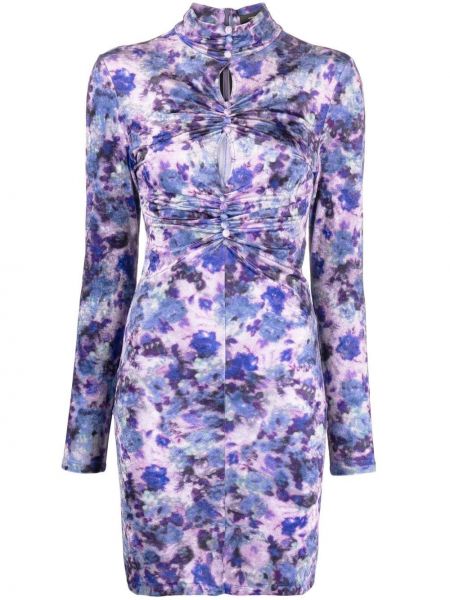 Obleka s potiskom z abstraktnimi vzorci Isabel Marant vijolična