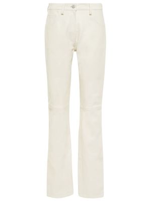Kožené rovné kalhoty s vysokým pasem Magda Butrym bílé