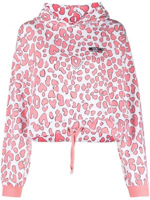 Leopard trykt hettegenser Moschino rosa