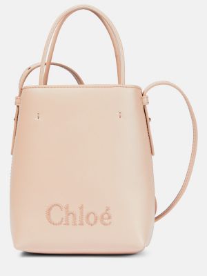 Кожени чанта през рамо Chloã© розово