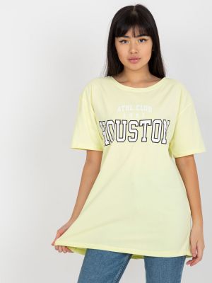 Koszulka z nadrukiem relaxed fit Fashionhunters żółta