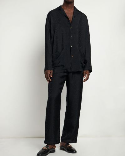 Viskózová košile s potiskem Versace Underwear černá