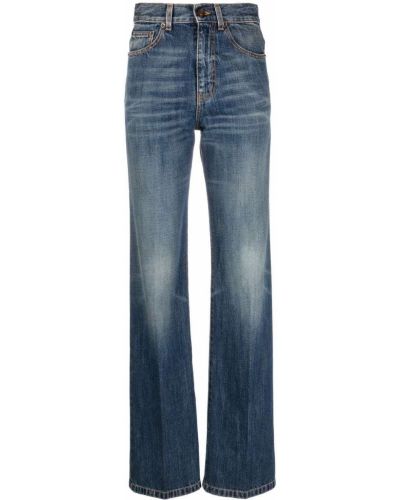 Distressed straight jeans Saint Laurent blau