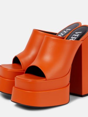 Papuci tip mules din piele cu platformă Versace portocaliu