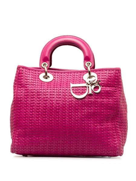 Плетени кожени чанта Christian Dior Pre-owned розово