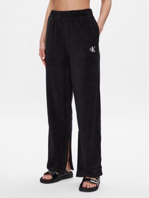 Pletene pletene hlače bootcut Calvin Klein Swimwear crna