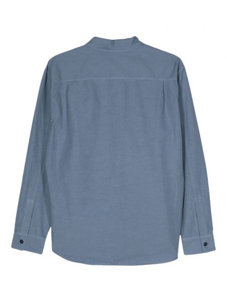 Bavlněná lněná košile s potiskem Stone Island modrá