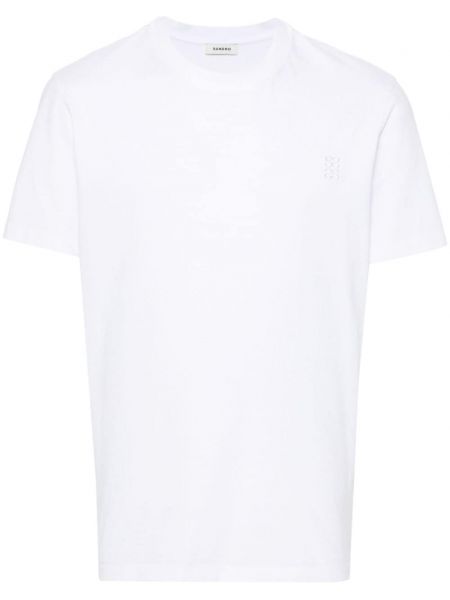 Bavlněné tričko s výšivkou Sandro bílé
