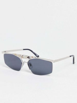 Серебристые солнцезащитные очки с мраморным козырьком River Island