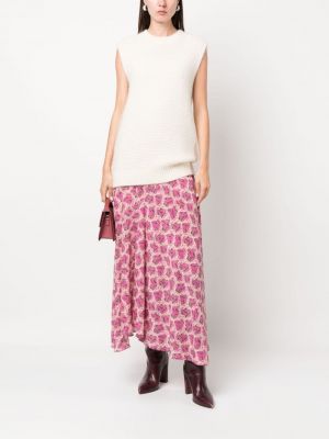 Hedvábné midi sukně Isabel Marant růžové