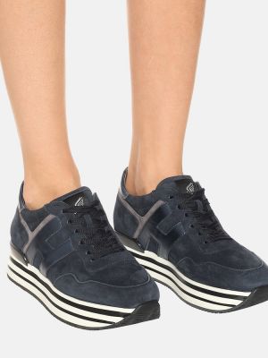 Zapatillas de ante con plataforma Hogan azul