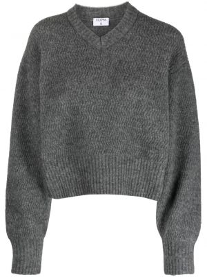 Sweter wełniany z dekoltem w serek Filippa K szary