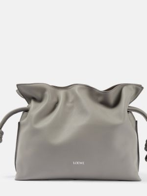 Kožená listová kabelka Loewe sivá