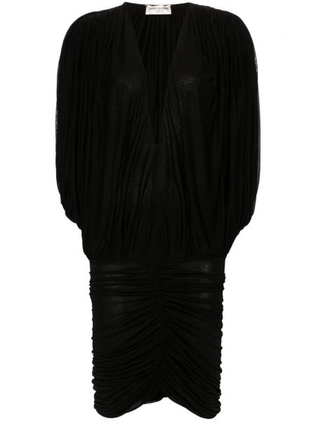 Mini haljina s draperijom Saint Laurent crna