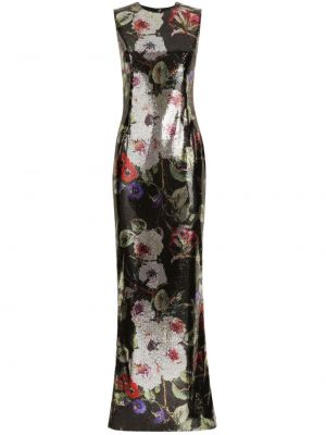 Virágos estélyi ruha nyomtatás Dolce & Gabbana fekete