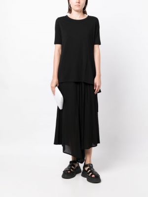 T-shirt en coton drapé Yohji Yamamoto noir