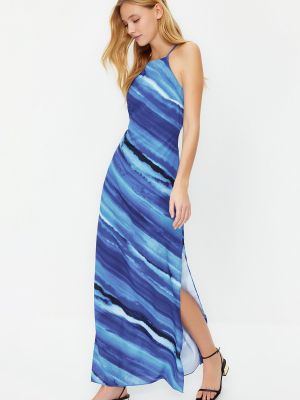 Αμάνικη μάξι φόρεμα από λυγαριά Trendyol μπλε