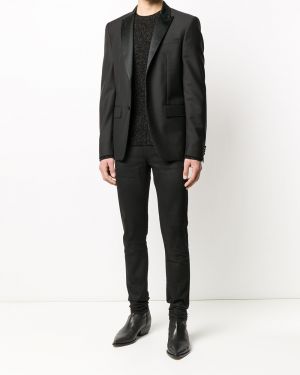 Jersey con bordado con lentejuelas de tela jersey Saint Laurent negro