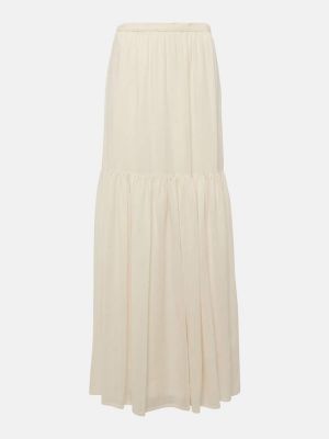 Plisovaná vlnená dlhá sukňa Max Mara biela