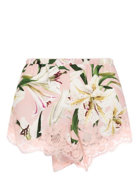 Satenaste kratke hlače s cvetličnim vzorcem s potiskom Dolce & Gabbana