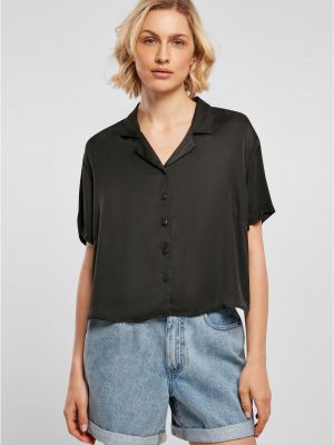 Σατέν πουκάμισο από βισκόζη Uc Ladies μαύρο