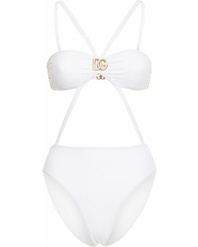 Jednodílné plavky Dolce & Gabbana bílé