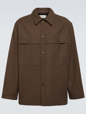 Camicia di lana di cotone Lemaire marrone