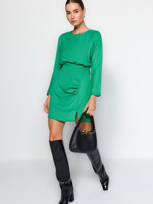 Rochie mini plisată împletită Trendyol verde