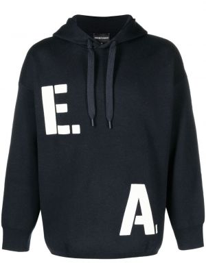 Hoodie i stickad Emporio Armani svart