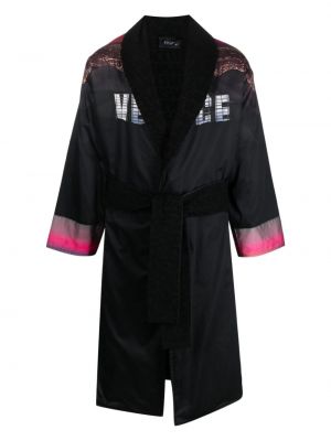 Памучен халат с принт Versace черно