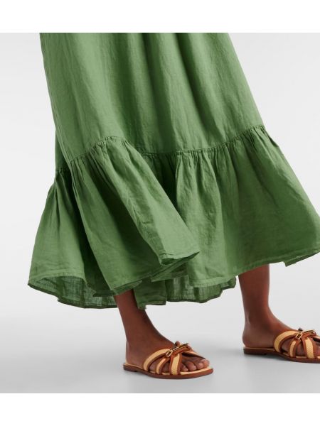 Bársony lenvászon hosszú ruha Velvet zöld