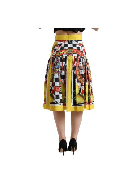 Falda midi de cintura alta plisada Dolce & Gabbana amarillo
