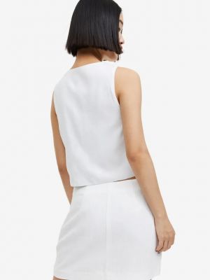 Льняная юбка с разрезом H&m белая