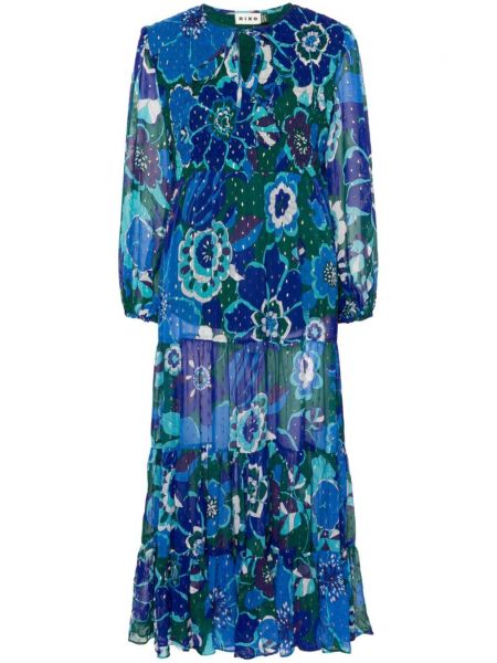 Siksnu kleita ar ziediem ar apdruku Rixo zils