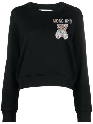 Bavlněná mikina s potiskem Moschino černá