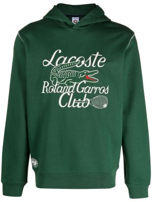 Hoodie med broderi Lacoste grön