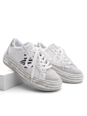 Sneakersy z cekinami sznurowane koronkowe Marjin białe